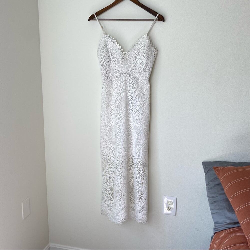 NWT! MARISSA WEBB Dillon White Lace Eyelet Fitted Midi Dress XS